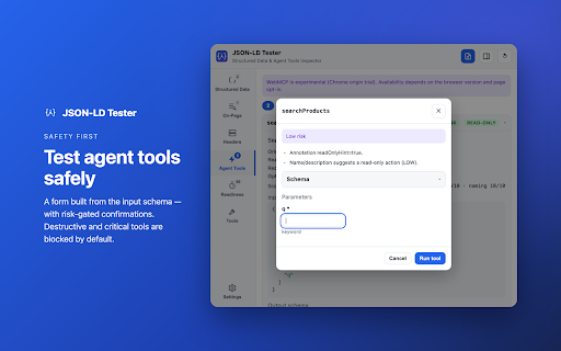 JSON-LD Tester – Structured Data & Agent Tools Inspector screenshot