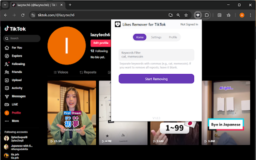 Likes Remover for TikTok screenshot