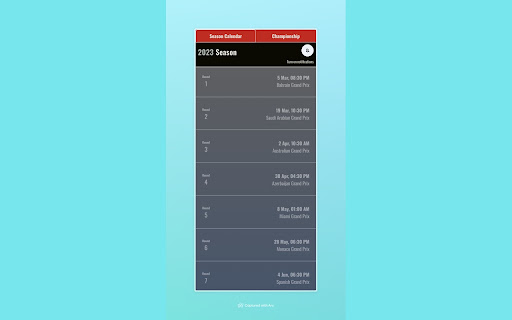 F1 Extension screenshot