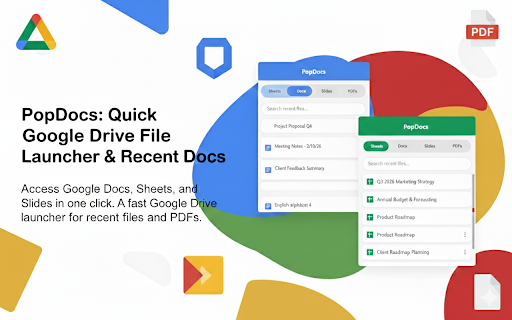 PopDocs: Quick Google Drive File Launcher & Recent Docs screenshot