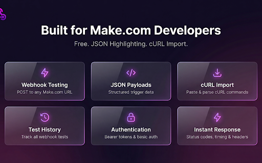 Make (Integromat) Webhook Tester - Debug Automation Workflows screenshot