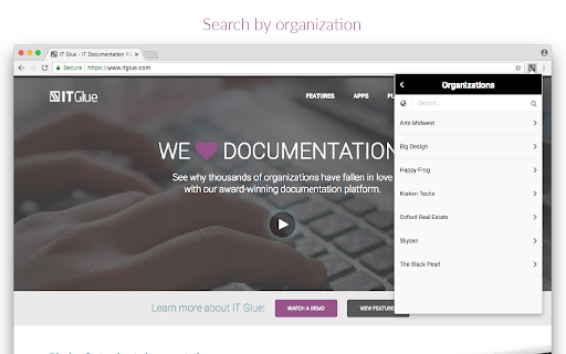 IT Glue Chrome Extension screenshot