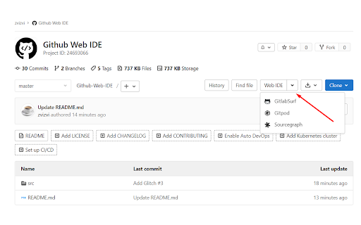 GitHub Web IDE screenshot
