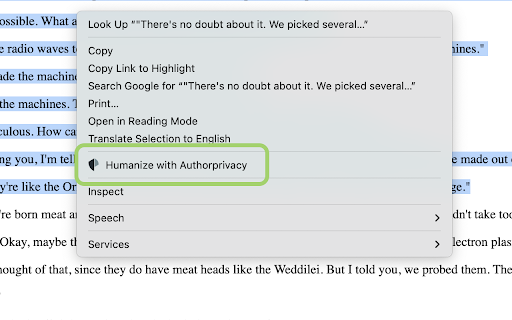 Text Humanizer Authorprivacy screenshot