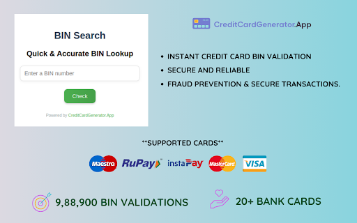 BIN Search: Quick & Accurate BIN Lookup tool screenshot
