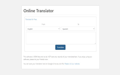 Translate Online for Google Chrome™ screenshot