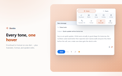 Voice to Text (Whisper) + AI Writing — Sleekio screenshot