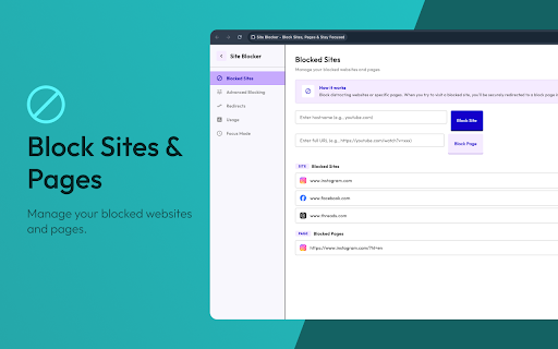 Site Blocker - Block Sites, Pages & Stay Focused screenshot