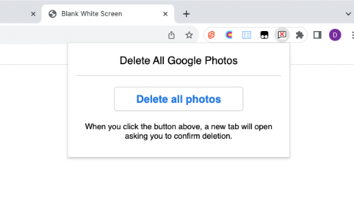 Delete All Google Photos Chrome Extension screenshot