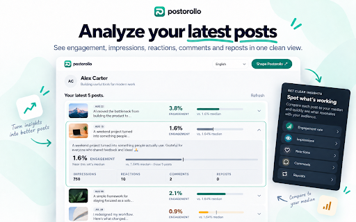 Postorollo – LinkedIn Post Analytics screenshot