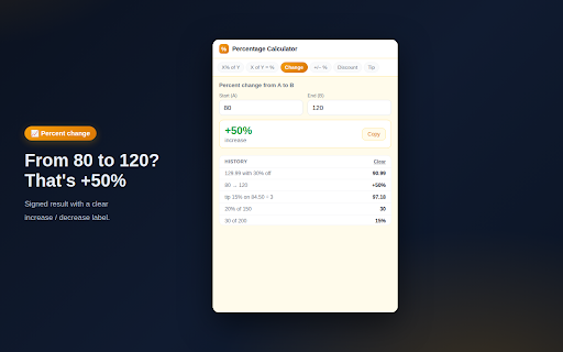 Percentage Calculator - Percent Change & Discounts screenshot
