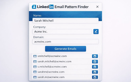 LinkedIn Email Pattern Finder screenshot