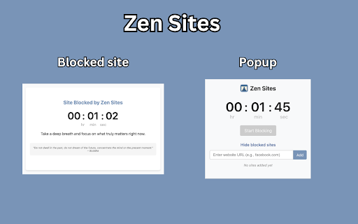 Zen Sites - block distracting websites screenshot