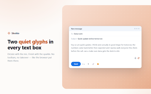 Voice to Text (Whisper) + AI Writing — Sleekio screenshot