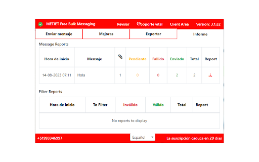 METJET Free Bulk Messaging screenshot