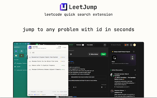 LeetJump - Leetcode quick search extension screenshot