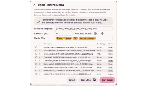 X (Twitter) Exporter – Download Tweets, Followers, Media & Bookmarks screenshot