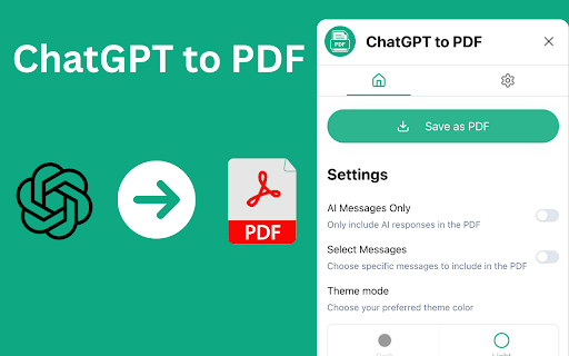 ChatGPT to PDF screenshot