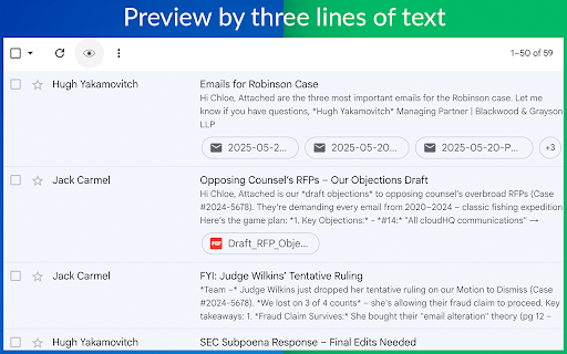 Gmail Message Preview by cloudHQ screenshot