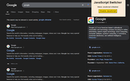 Javascript Toggle screenshot