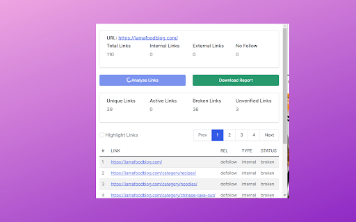 SEO LinkChecker — Follows, External & Internal screenshot