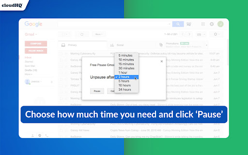 Pause Gmail by cloudHQ screenshot