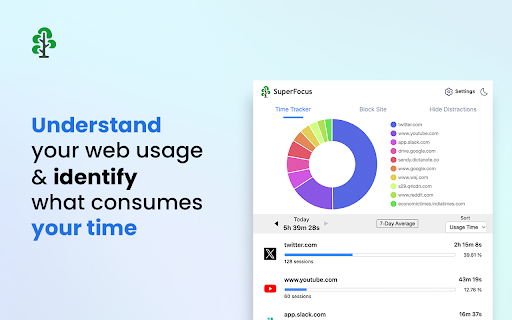 SuperFocus - Screen Time Tracker, Site Blocker, Hide YouTube Shorts screenshot