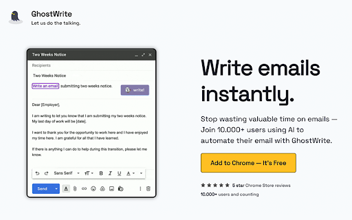 Ghostwrite: ChatGPT Email Assistant screenshot