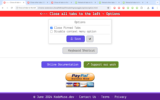Close all tabs to the left screenshot