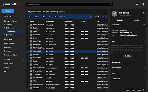 Passbolt - Open source password manager screenshot