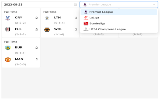 European Football Leagues Score screenshot