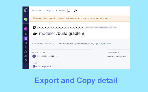 SNYK Export screenshot