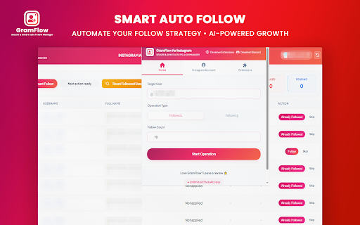 GramFlow for Instagram - Smart Auto Follow Manager screenshot