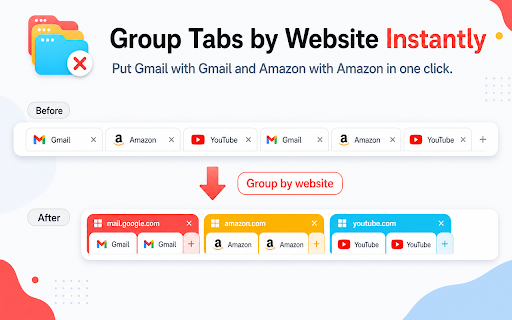 Delete Tab Groups: Close, Ungroup, Archive, Sort, Dedupe & Group by Domain screenshot