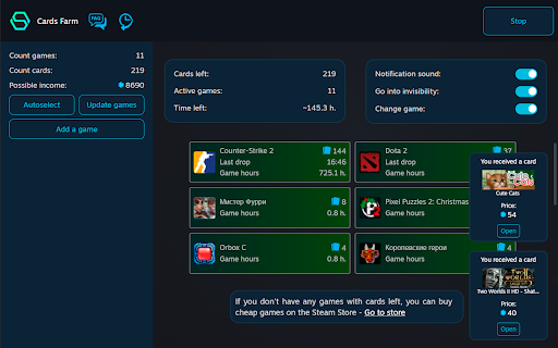 Steamlvlup Card Factory screenshot