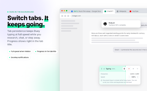 Auto Typer & Typing Simulator for Google Docs, Slides & Word — Duey.ai screenshot