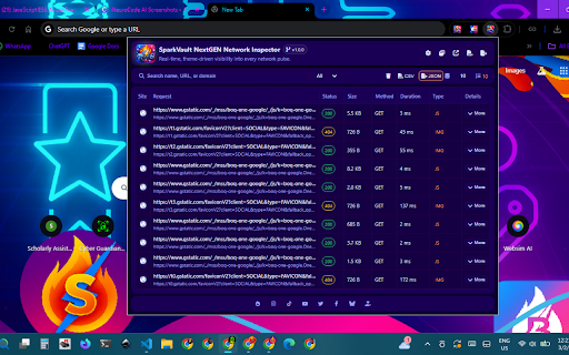 SparkVault NextGEN Network Inspector screenshot