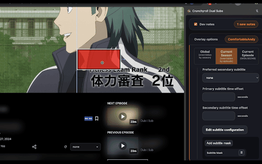 Crunchyroll Dual Subs screenshot