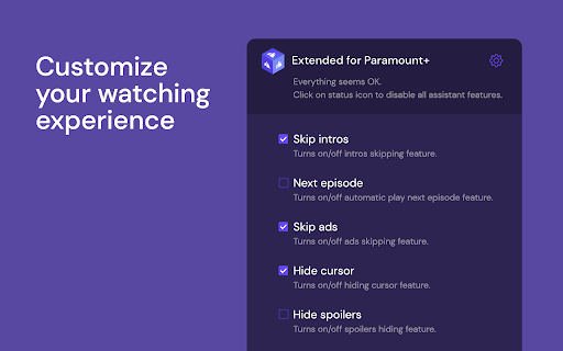 Extended works with Paramount Plus [QVI] screenshot