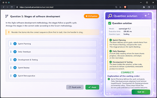 Poresh.Ai - Test Solver screenshot