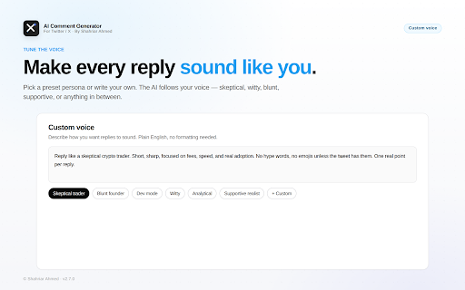 AI Comment Generator for Twitter/X screenshot