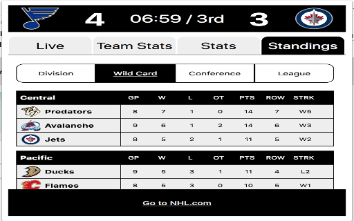 NHL Score Tracker screenshot