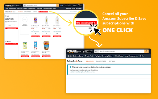 Amazon Subscribe & Save one-click cancel screenshot