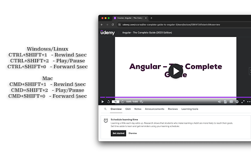 Udemy Playback Control screenshot