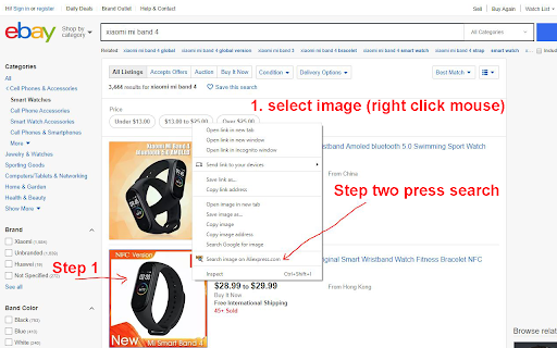 Search by image on Aliexpress screenshot