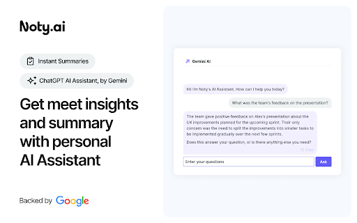 AI Note taker for Google Meet, by Noty.ai screenshot
