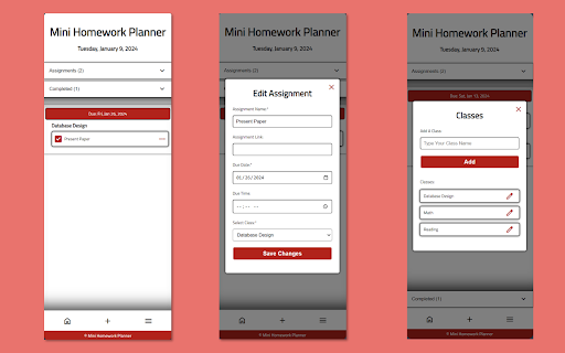Mini Homework Planner screenshot