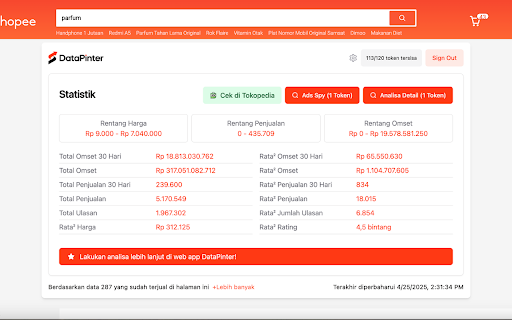 Datapinter screenshot