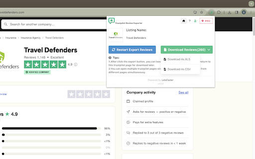 Trustpilot Review Exporter screenshot