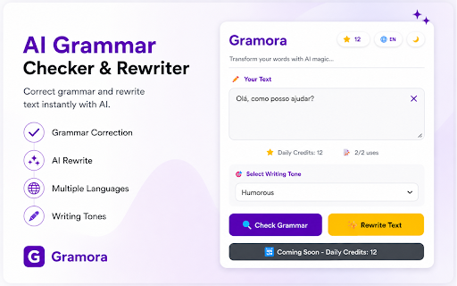 Gramora - AI Text Rewriter & Grammar Checker screenshot